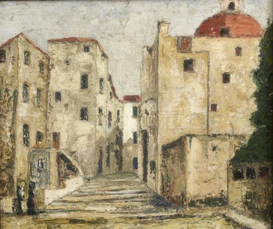 Alphonse Quizet (French, 1885-1955) Street scene 11.5 x 13.5in.